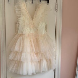 MABLE  LARGE Cream Tulle Fabric mini Dress ! NEW